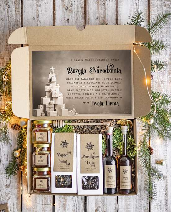 Prezenty oferta dla Firm kawa  herbata miód Prezenty na Boże Narodzenie dla klientów, bożonarodzeniowy prezent biznesowy dla firm z kawą i herba 21/EkoDx/swieta