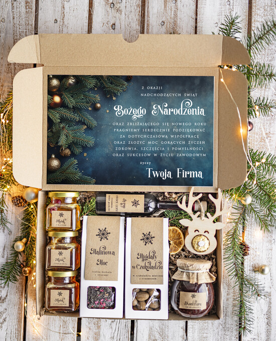 Prezenty oferta dla Firm kawa  herbata miód Prezenty na Boże Narodzenie dla klientów, bożonarodzeniowy prezent biznesowy dla firm herbata i miód 35/EkoDx/swieta