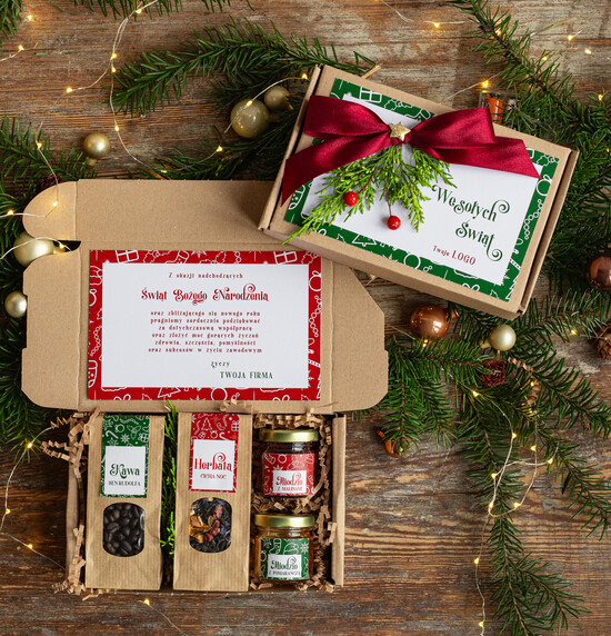 Prezenty oferta dla Firm kawa  herbata miód Prezenty świąteczne dla klientów biznesowych, eleganckie prezenty bożonarodzeniowe z kawą i herbatą, 15/EkoMiniWs/swieta