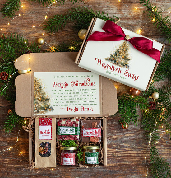 Prezenty oferta dla Firm kawa  herbata miód Paczki świąteczne dla pracowników, prezenty biznesowe dla firm z kawą i herbatą, upominki na święta  04/EkoMiniWs/swieta