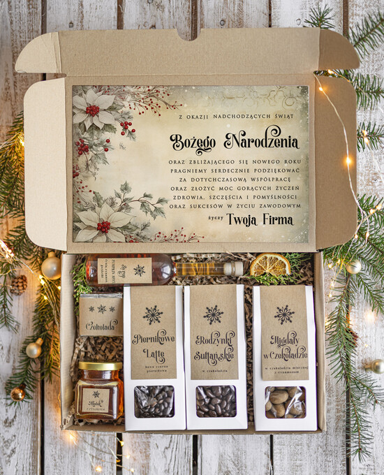 Prezenty oferta dla Firm kawa  herbata miód Prezenty na Boże Narodzenie dla klientów, bożonarodzeniowy prezent biznesowy dla firm herbata i miód 47/EkoDx/swieta