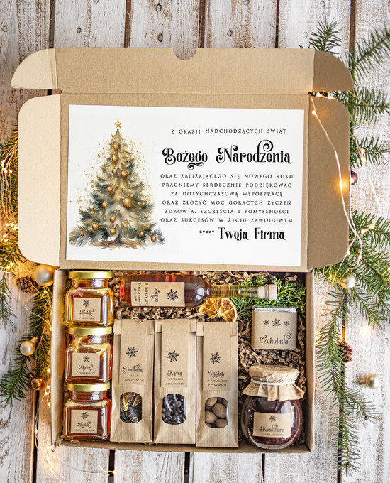 Prezenty oferta dla Firm kawa  herbata miód Prezenty na Boże Narodzenie dla klientów, bożonarodzeniowy prezent biznesowy dla firm herbata i miód 39/EkoDx/swieta
