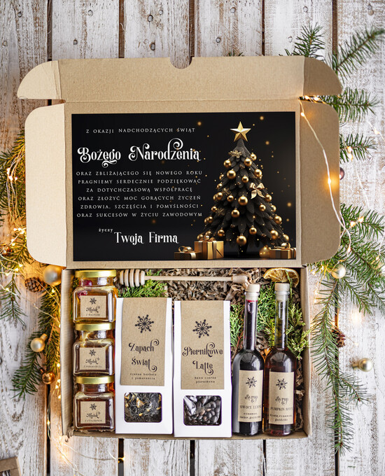 Prezenty oferta dla Firm kawa  herbata miód Prezenty na Boże Narodzenie dla klientów, bożonarodzeniowy prezent biznesowy dla firm z kawą i herba 23/EkoDx/swieta