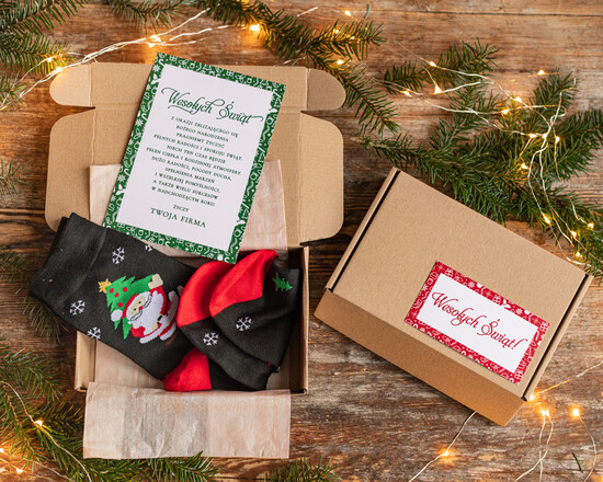 Prezenty oferta dla Firm zestawy skarpetki, koszulki z nadrukiem upominki świąteczne dla klientów, Prezent dla pracownika śmieszne skarpetki 01/skrpKarM/swieta