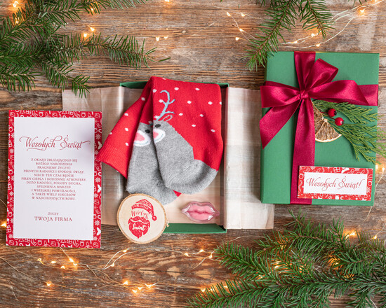 Prezenty oferta dla Firm zestawy skarpetki, koszulki z nadrukiem Prezenty świąteczne dla klientów, Prezenty dla pracowników skarpetki 01/skrpM/swieta