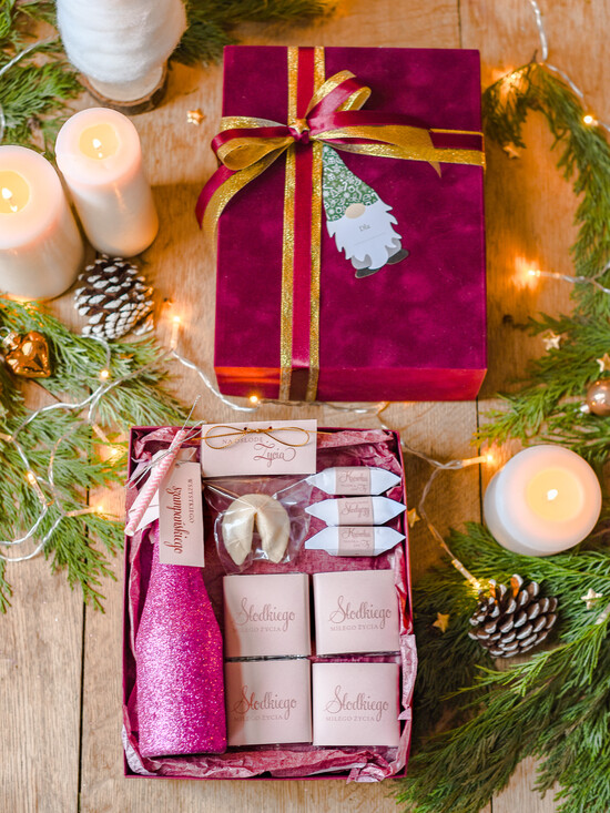 prezenty dla niej zestawy do grzańca wyjątkowy pomysł na prezent dla przyjaciółki na święta brokatowa butelka z bąbelkami 03/szampan/WNO