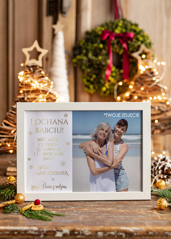 prezenty dla niej ramki z życzeniami, skarbonki wyjątkowy pomysł na prezent dla babci na święta, ramka ze zdjęciem i życzeniami 03/ramZD/ramka