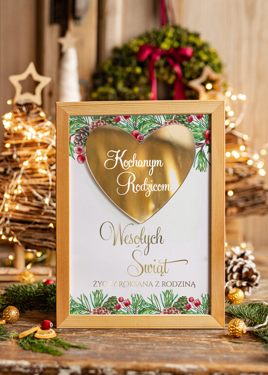 prezenty dla niej ramki z życzeniami, skarbonki fajny prezent dla przyjaciółki na święta, skarbonka z personalizacją 02/ramSR/ramka