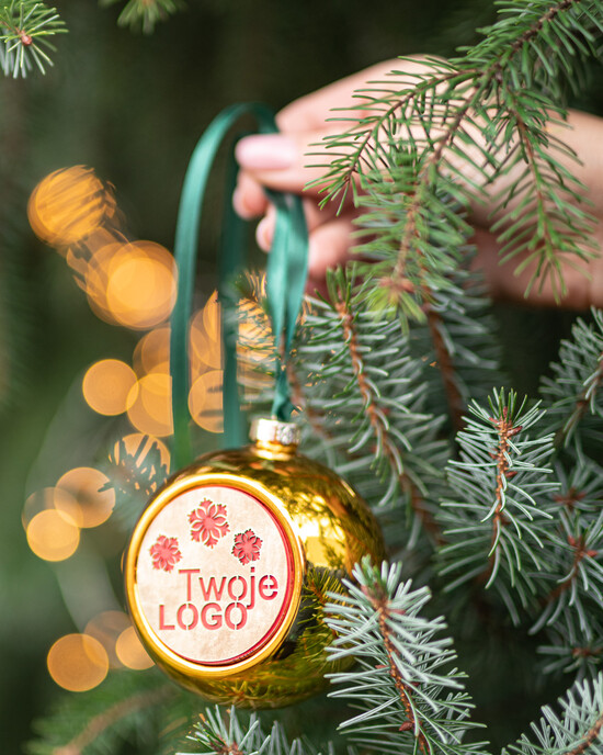 Prezenty oferta dla Firm drobne prezenty dla firm Prezent Biznesowy Na Święta z Logo Ekskluzywna Bombka z logo na choinkę z Logo  Bombka choinkowa fir 05/Bm/swieta