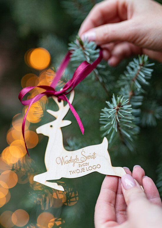 Prezenty oferta dla Firm drobne prezenty dla firm Prezent Biznesowy Na Święta z Logo drewniana Bombka z logo na choinkę Zawieszka z Logo Firmy  z Logo 01/ZW/swieta