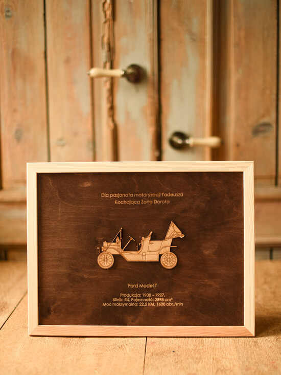prezenty dla niego Puzzle, drewniane skrzynie, skarbonki pomysł na prezent dla faceta pod choinkę obrazek z autem i dedykacją   05/obraz/PZL
