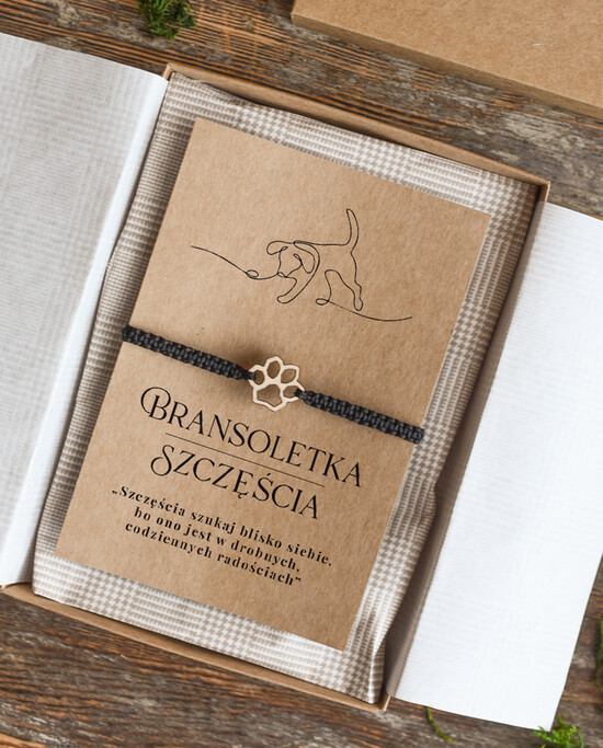 prezenty dla niej bransoletki szczęścia  Upominek dla Dziewczyny Bransoletka drewniana z łapą psa Super Pomysłna Prezent dla niej Drewniana B 2/pies/BR