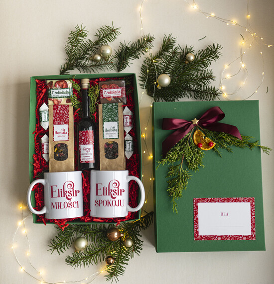 Prezenty indywidualne  zestawy z kubkiem i filiżanką wspólny prezent świąteczny dla rodziców pod choinkę, ciekawe prezenty dla tesciow na swieta, zestaw  04/Bzpara/KBK