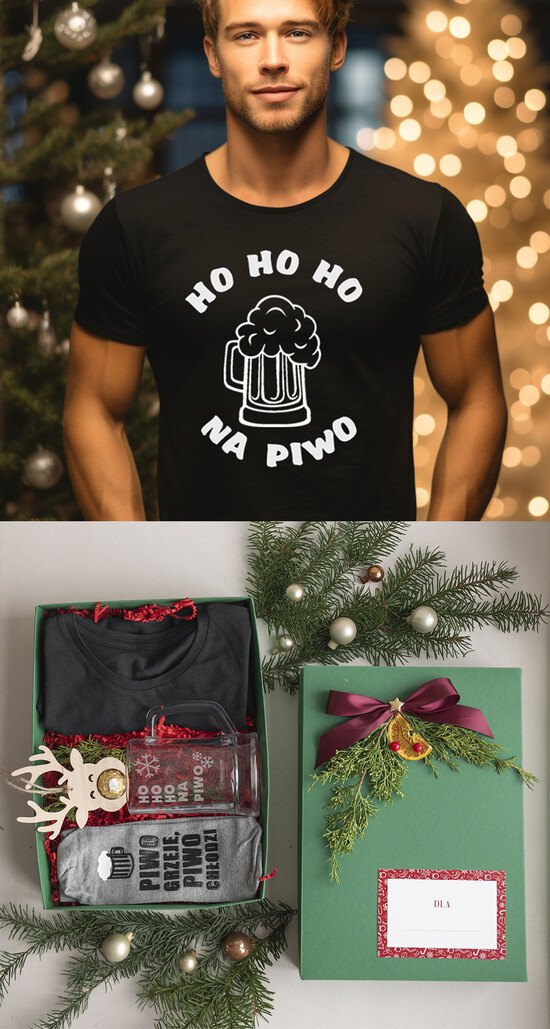 prezenty dla niego kubki termosy koszulki Kreatywny pomysl na prezent dla niego pod choinkę koszulka Tshirt z napisem świątecznym, prezent na  02/KTsw/ZswON