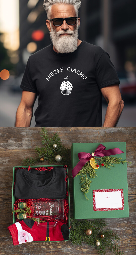 prezenty dla niego kubki termosy koszulki Kreatywny pomysl na prezent dla niego pod choinkę koszulka Tshirt z napisem świątecznym, prezent na  09/KTsw/ZswON