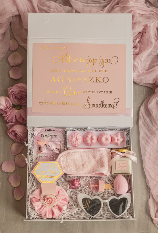Prezenty dla świadków boxy prezentowe dla Świadkowej, prośba o świadkowanie  box czy zostaniesz moją świadkową pomysł na prezent dla świadkowej, zestaw beauty dla świadkowej, bo 09/boxNow/swiadkowa