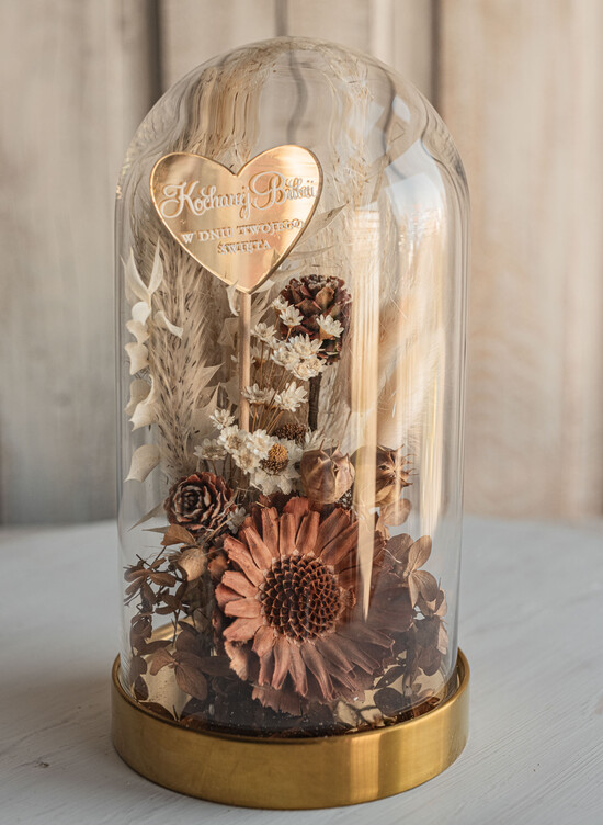 Prezenty dla Babci i Dziadka Prezenty dla Babci prezent na dzień babci kompozycja kwiatowa, kwiaty w szklanej kopule, pomysł na prezent dla babci, S 01/fboxSzMin/babcia