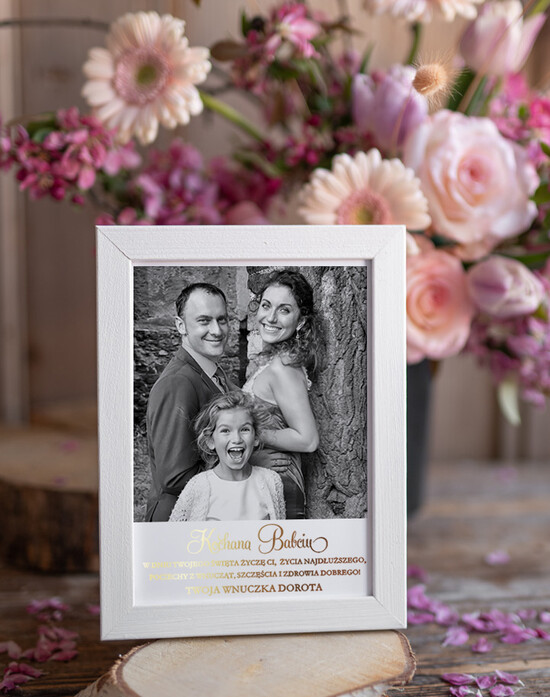 Prezenty dla Babci i Dziadka Prezenty dla Babci Pomysłowy Prezent  na Dzień Babci, Ramka z Waszym zdjęciem Złote życzenia  Dla Babci  02/Ramka/FotoRamkaB