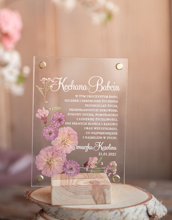 Prezenty dla Babci i Dziadka Prezenty dla Babci  prezenty z okazji dnia babci życzenia nadruk na pleksie  01/akrylkwiat/babcia