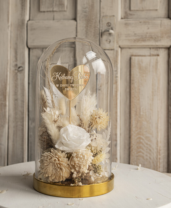 Prezenty dla Babci i Dziadka Prezenty dla Babci  flowerbox, pomysł na prezent prezent dla babci kwiaty w kopule kompozycja z kwiatów suszonych wiecz 03/fboxSZ/babcia