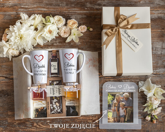 Prezenty dla Babci i Dziadka Zestawy Pezentowe Dla Dziadków  wspólny prezent dla dziadków ze zdjeciem, zestaw prezentowy dla Babci i Dziadka ręcznie robiony, box 02/boxDB/dziadki