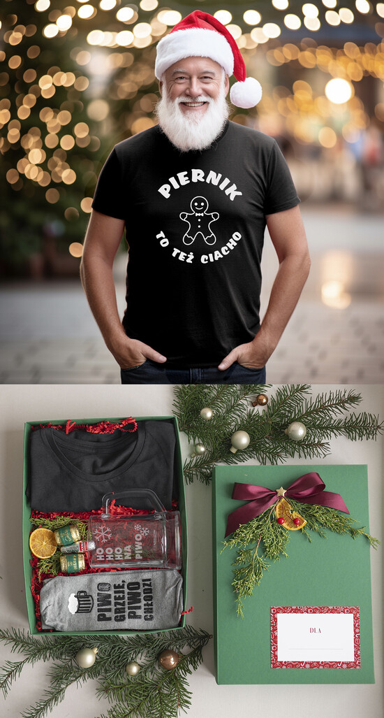 Prezenty dla Babci i Dziadka Prezenty dla Dziadka Pomysł na Prezent dla dziadka na świeta zestaw prezentowy, śmieszna koszulka dla dziadka pod choinkę 04/T-ShBN/boxDBN