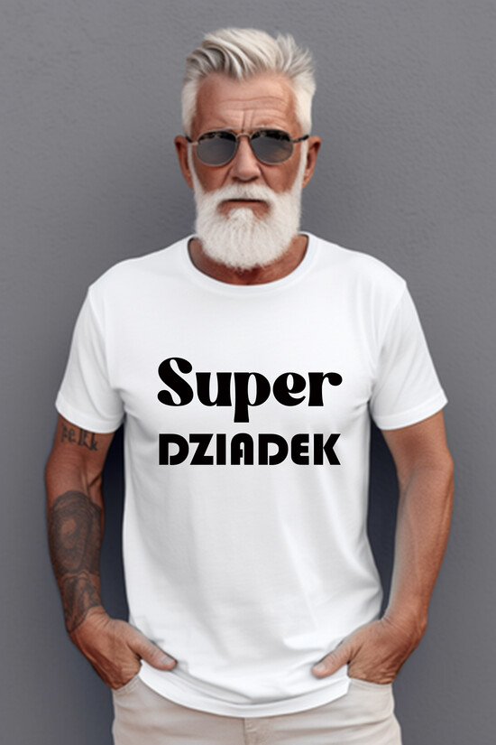 Prezenty dla Babci i Dziadka Prezenty dla Dziadka prezent dla dziadka biała koszulka z nadrukiem, koszulka z napisami dla dziadka, pomysł na prezent d 03/koszulka/dziadek