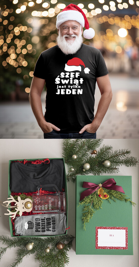 Prezenty dla Babci i Dziadka Prezenty dla Dziadka Pomysł na Prezent dla dziadka na świeta zestaw prezentowy, śmieszna koszulka dla dziadka pod choinkę 03/T-ShBN/boxDBN