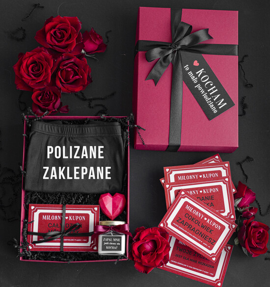 Walentynki prezent na Walentynki dla Niego Prezent z okazji Walentynek, Zestaw Prezentowy Walentynkowy dla męża, box Walentynkowy dla niego, pu 09/BoxD/WlPezOn