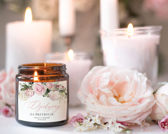 Podziękowania dla Gości Weselnych Mydełka Świece Zawieszki sojowe prezenty dla gości na weselu świeczka zapachowa, prezencik dla gości upominki ślubne od pary młodej  04/CB/świeca