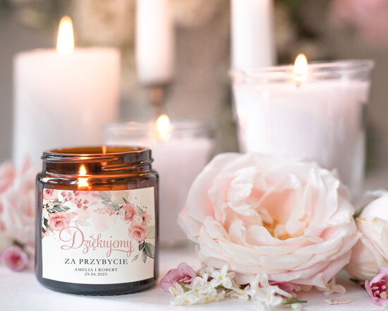 Podziękowania dla Gości Weselnych Mydełka Świece Zawieszki sojowe prezenty dla gości na weselu świeczka zapachowa, prezencik dla gości upominki ślubne od pary młodej  03/MinSZ/świeca