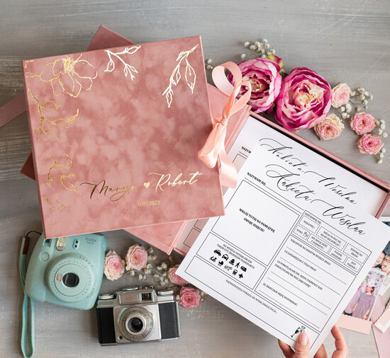 Ankiety weselne ankiety w pudełkach  ankieta weselna dla gości pamiątka ze ślubu, ankieta weselna zamknięta w welurowym pudełku, pamiątka 01/ankwel/ankieta