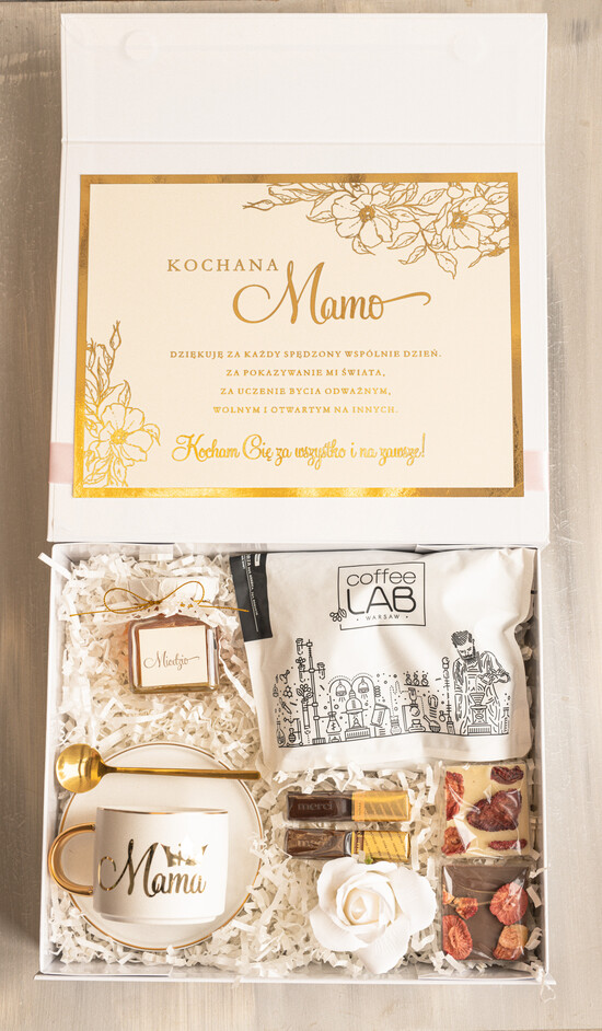 Prezenty dla Mamy zestawy w welurowych i ozdobnych pudełkach  pomysły na prezenty na dzień mamy, boxy prezentowy dla mamy z filiżanką , pomysł na prezent z okazji 15/boxNow/DLAMAMY