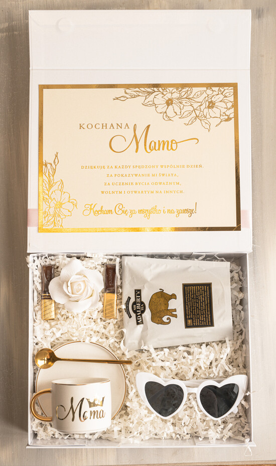 Prezenty dla Mamy zestawy w welurowych i ozdobnych pudełkach  wyjątkowy prezent na dzień mamy, box prezentowy dla mamy z kubkiem, pomysł na prezent z okazji dnia  18/boxNow/DLAMAMY