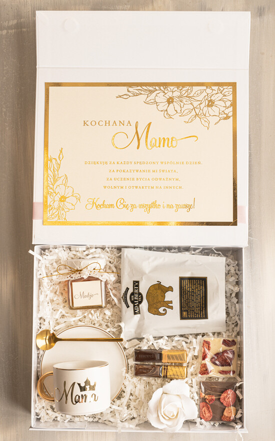 Prezenty dla Mamy zestawy w welurowych i ozdobnych pudełkach  pomysły na prezenty na dzień mamy, boxy prezentowy dla mamy z filiżanką , pomysł na prezent z okazji 16/boxNow/DLAMAMY