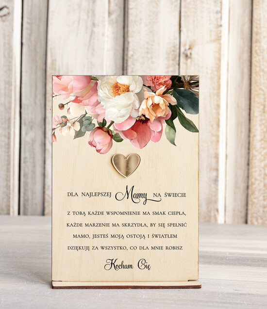 Prezenty dla Mamy kartki i magnesy na lodówkę z życzeniami  prezent z okazji Dnia Mamy, statuetka z życzeniami dla Mamy, drewniana kartka z życzeniami z podstaw 02/DrSp/Mama