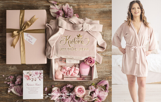 Prezenty dla Mamy Zestawy kosmetyczne   Prezent na dzien Mamy Zestaw Szlafrok Welurowy z Napisem i Kosmetyki  03/pudkosSZLFILI/DLAMAMY