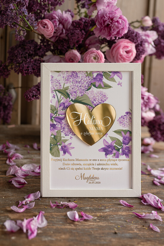Prezenty dla Mamy ramki, puzzle, ramki na zdjęcia  wyjątkowy prezent z okazji dnia matki, ramka z życzeniami z okazji dnia Mamy, biała ramka ze złotym  11/serceD/DLAMAMY