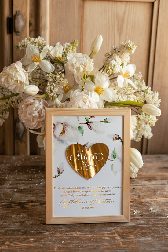 Prezenty dla Mamy ramki, puzzle, ramki na zdjęcia  elegancki prezent na dzień mamy złota ramka z życzeniami, ramka z życzeniami z okazji dnia matki 02/serceZŁ/DLAMAMY