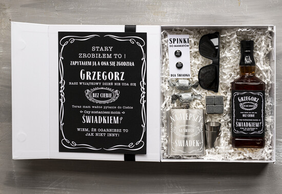 Prezenty dla świadków boxy prezentowe dla Świadka  męski zestaw dla świadka prośba o świadkowanie, fajne zestawy dla faceta na prezent, pomysł na preze 06/boxNowS/swiadek