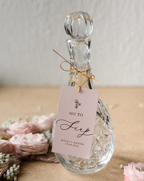 Zawieszki na butelki Minimalistyczne etykieta na wódkę weselną złote napisy zawieszki na butelki z waszą treścią, zawieszka na butelkę, o 01/zaw/zw