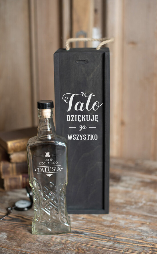 Prezenty dla Taty dzien ojca zestawy dla Taty z okazji dnia taty skrzyneczka z ozdobną butelką  02/ZES/DLATATY