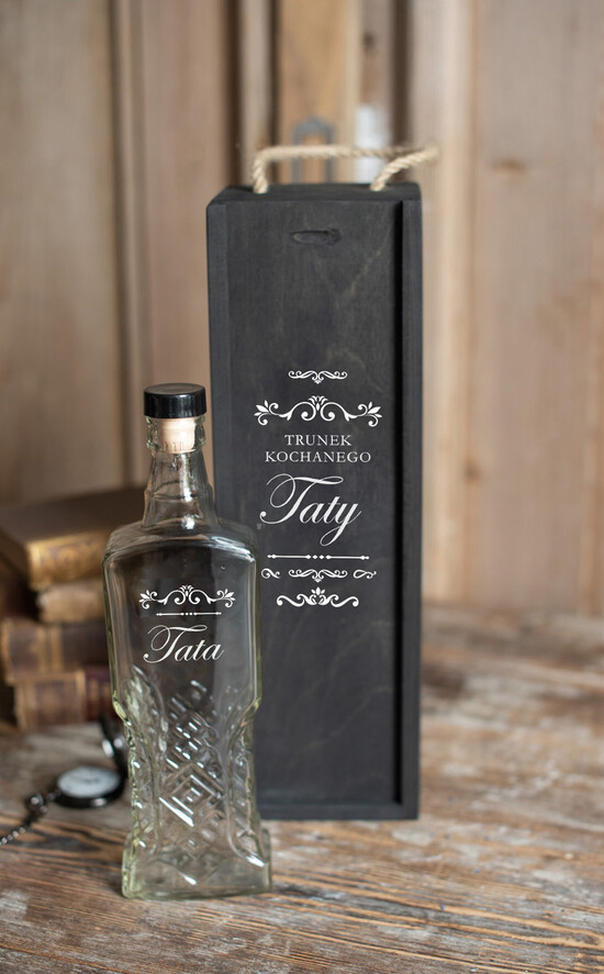 Prezenty dla Taty dzien ojca zestawy dla Taty z okazji dnia taty skrzyneczka z ozdobną butelką  04/ZES/DLATATY