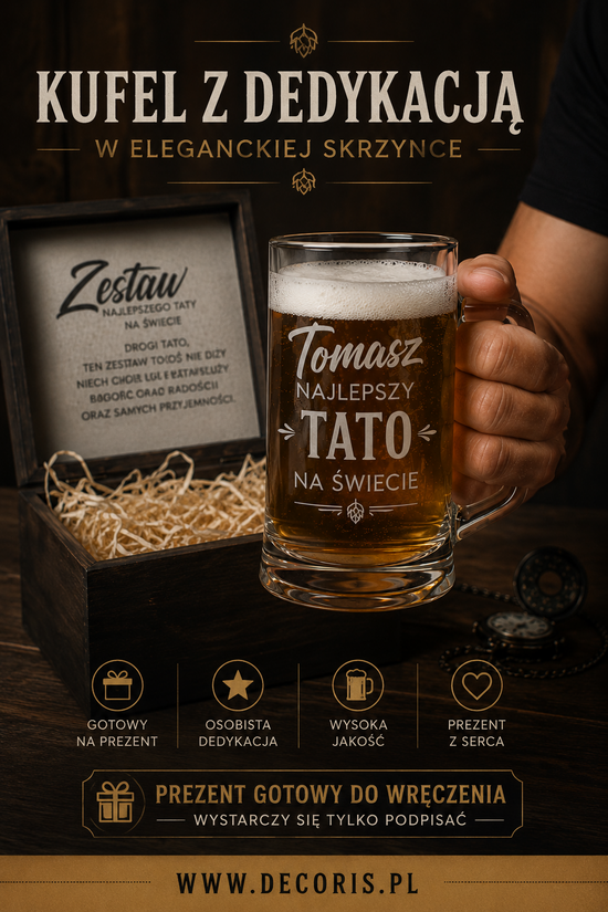 Prezenty dla Taty dzien ojca zestawy dla Taty cudowny prezent na dzień ojca skrzynka z kuflem  01/Kkufel/DLATATY