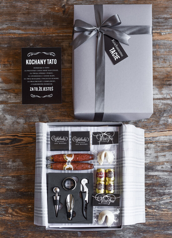 Prezenty dla Taty dzien ojca zestawy dla Taty prezent z okazji dnia Ojca zestaw do wina oraz słodkości  11/pudD/TATA