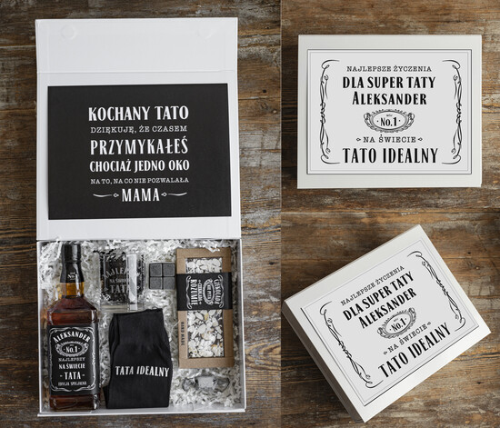 Prezenty dla Taty dzien ojca zestawy dla Taty pomysł na prezent dla Taty na urodziny, zestaw prezentowy na dzień Ojca, grawerowana szklanka, fajny 09/boxNowJD/Tata