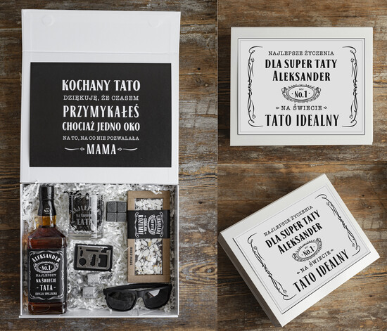 Prezenty dla Taty dzien ojca zestawy dla Taty  pomysł na prezent dla Taty na urodziny, zestaw prezentowy na dzień Ojca, grawerowana szklanka, fajn 08/boxNowJD/Tata