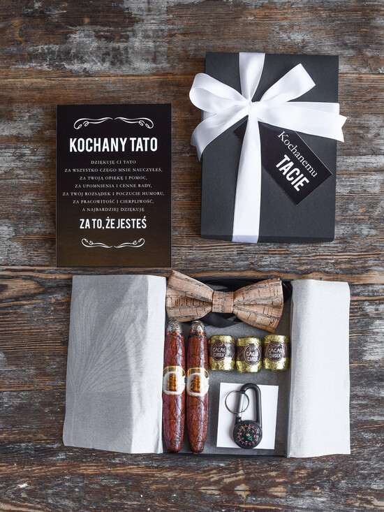 Prezenty dla Taty dzien ojca zestawy dla Taty prezent z okazji dnia Ojca mucha korkowa w zestawie ze słodkościami  05/pudM/TATA