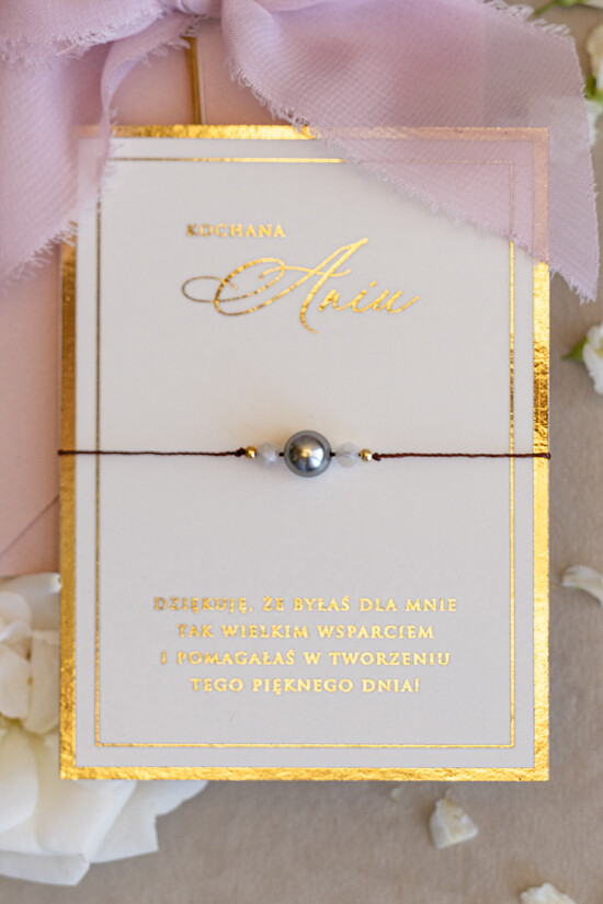 Prezenty dla świadków bransoletki i biżuteria dla świadkowej  Podziękowanie prezent dla świadkowej bransoletka z perłą- Bransoletka szczęścia na podziękowania dla 01/Kperla/PodzSwBransoK