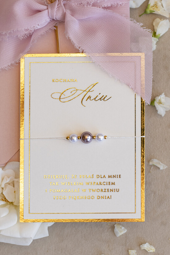Prezenty dla świadków bransoletki i biżuteria dla świadkowej  Podziękowanie prezent dla świadkowej bransoletka z perłą- Bransoletka szczęścia na podziękowania dla 05/Kperla/PodzSwBransoK